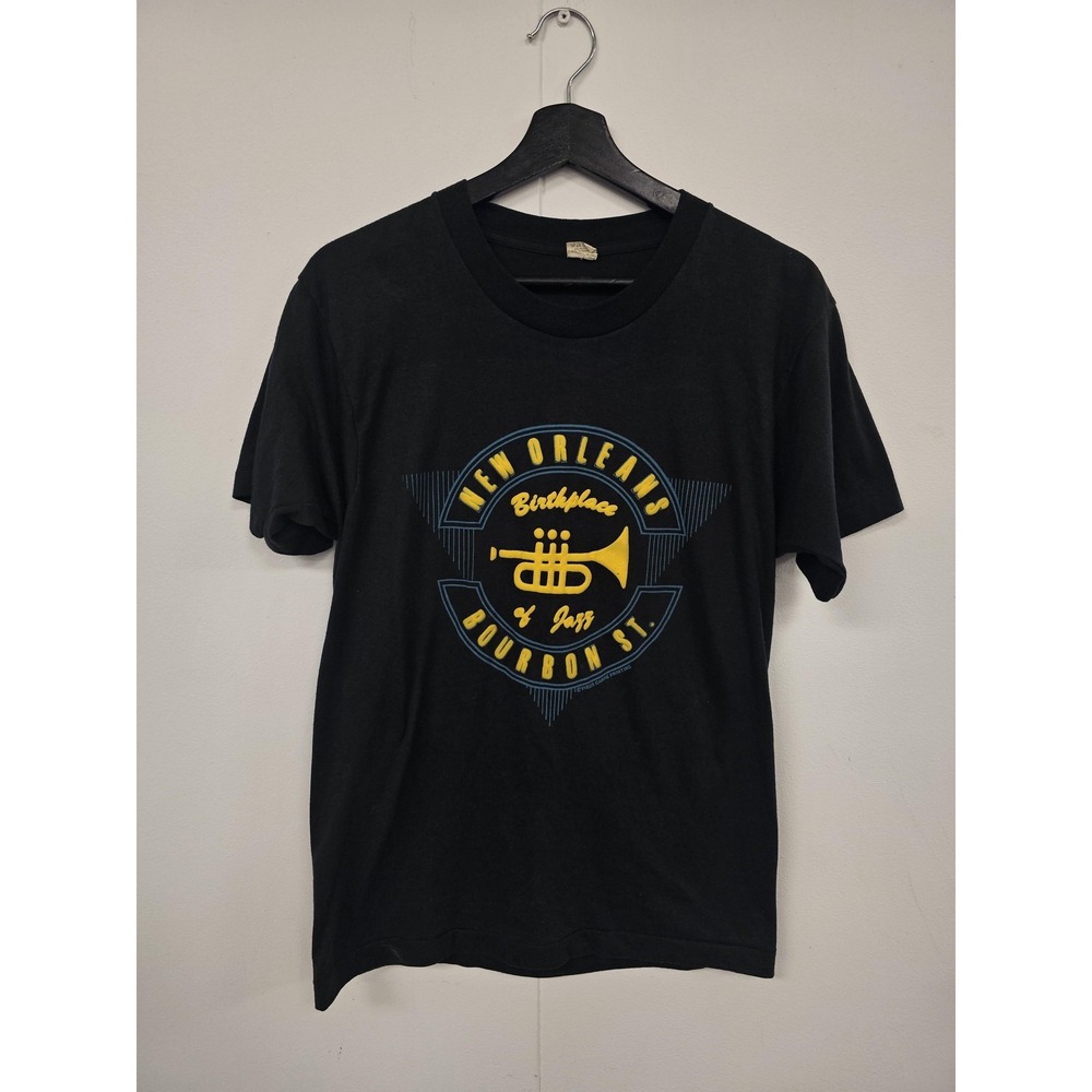 Vintage Screen Stars New Orleans Shirt Mens Medium‎ Black Bourbon St Jazz 80s